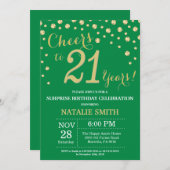 Groen en Goud Verrassing 21ste Verjaardag Diamant Kaart (Voorkant / Achterkant)