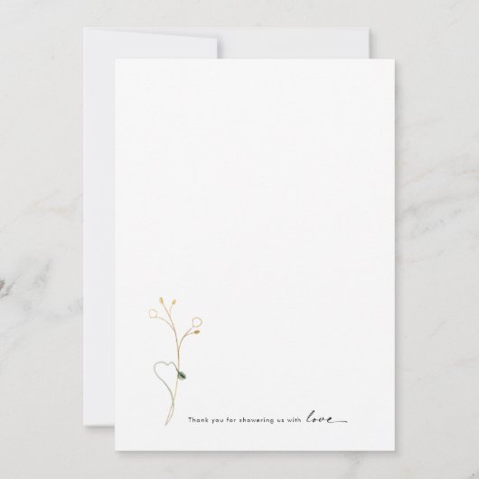 Groen en Goud Verticaal Baby shower Dank u Bedankkaart (Achterkant)