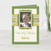 Groen en goud voeg foto's toe zuster verjaardag kaart (Voorkant)