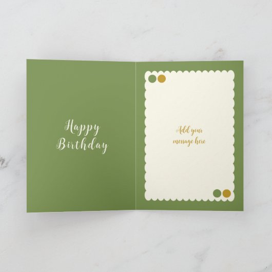 Groen en goud voeg foto's toe zuster verjaardag kaart (Binnen)
