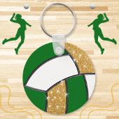 Groen en goud - Volleyball Party Favor Sleutelhanger