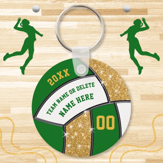 Groen en goud - Volleyball Party Favor Sleutelhanger
