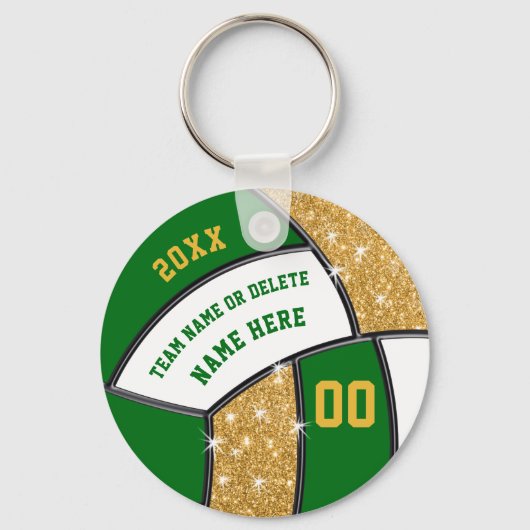 Groen en goud - Volleyball Party Favor Sleutelhanger (Voorkant)