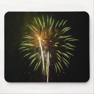 Groen en goud vuurwerk vakantie viering muismat