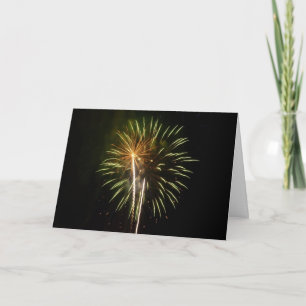 Groen en goud vuurwerk vakantiebijeenkomst kaart