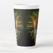 Groen en Goud Vuurwerk Vakantievereniging Latte Mok (Voorkant)