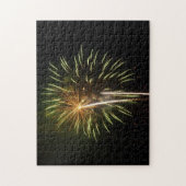 Groen en Goud Vuurwerk Vakantieverjaardagsfeest Legpuzzel (Verticaal)