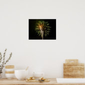 Groen en Goud Vuurwerk Vakantieverjaardagsfeest Poster (Keuken)