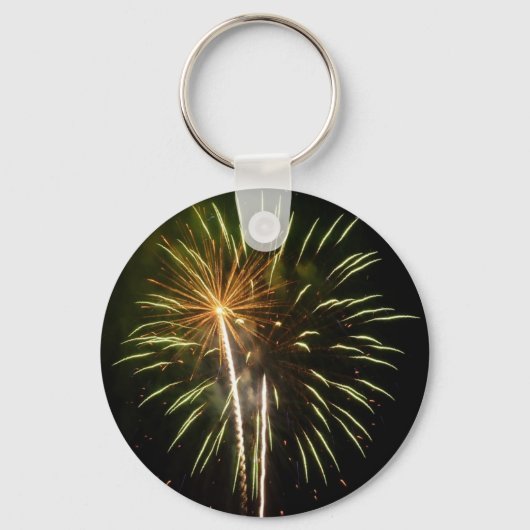 Groen en Goud Vuurwerk Vakantieverjaardagsfeest Sleutelhanger (Voorkant)