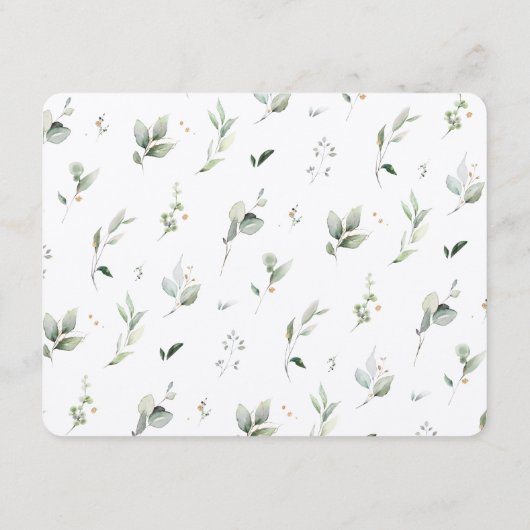 Groen en Goud Waterverf Bruiloft Receptie Kaart (Achterkant)