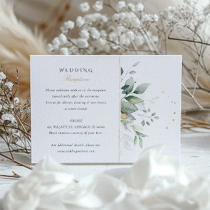 Groen en Goud Waterverf Bruiloft Receptie Kaart