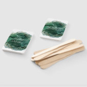 Groen en Goud Waterverf Geometrische Trouwdag Handwaaier (Niet-gemonteerd)