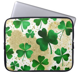 GROEN EN GOUD WATERVERF IERSE SHAMROCKS LAPTOP SLEEVE