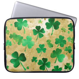 GROEN EN GOUD WATERVERF IERSE SHAMROCKS LAPTOP SLEEVE