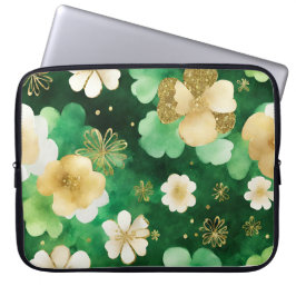 GROEN EN GOUD WATERVERF IERSE SHAMROCKS LAPTOP SLEEVE