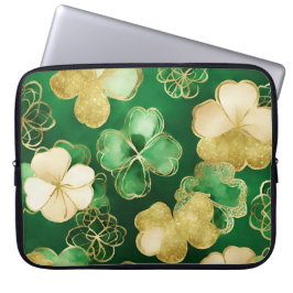 GROEN EN GOUD WATERVERF IERSE SHAMROCKS LAPTOP SLEEVE