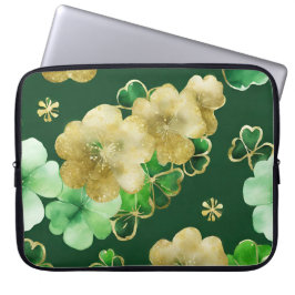 GROEN EN GOUD WATERVERF IERSE SHAMROCKS LAPTOP SLEEVE
