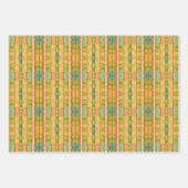 Groen en Goud  Waterverf Strepen Inpakpapier Vel (Voorkant 3)