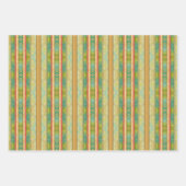 Groen en Goud  Waterverf Strepen Inpakpapier Vel (Voorkant 2)