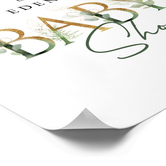 Groen en Goud Welkom Baby shower Sign Poster (Hoek)