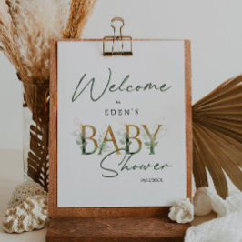 Groen en Goud Welkom Baby shower Sign Poster