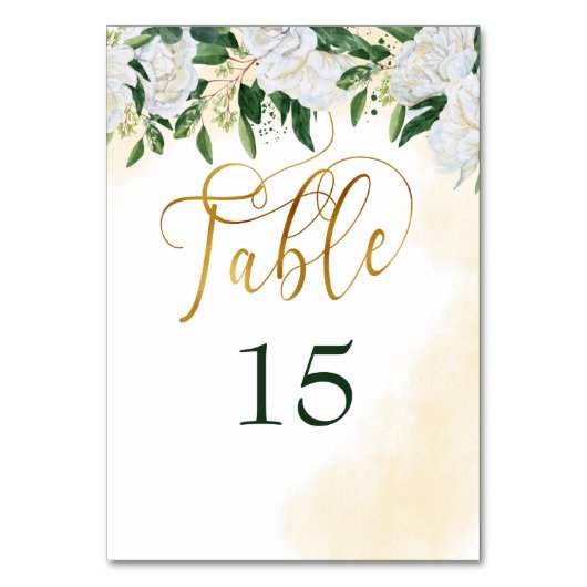 Groen en Goud Witte Pioen Roos Bloemen Kaart (Voorkant)