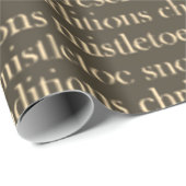 Groen en Goud Woord Kunst Kerst Verpakkingsdocumen Cadeaupapier (Rol Hoek)