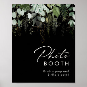 Groen en goud   Zwart Photo Booth-teken Poster