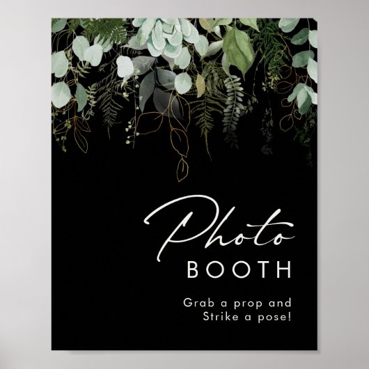 Groen en goud | Zwart Photo Booth-teken Poster (Voorkant)
