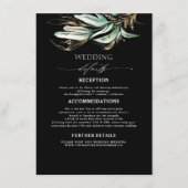 Groen en Goud Zwart Trouwdetails Informatiekaartje (Voorkant)