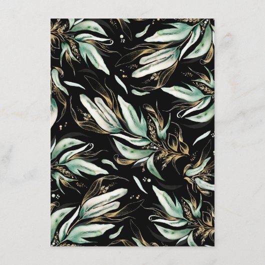 Groen en Goud Zwart Trouwdetails Informatiekaartje (Achterkant)