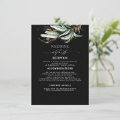 Groen en Goud Zwart Trouwdetails Informatiekaartje (Staand voorkant)