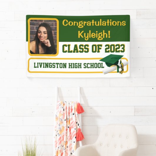 Groen en goudAfstuderen Spandoek (Insitu)