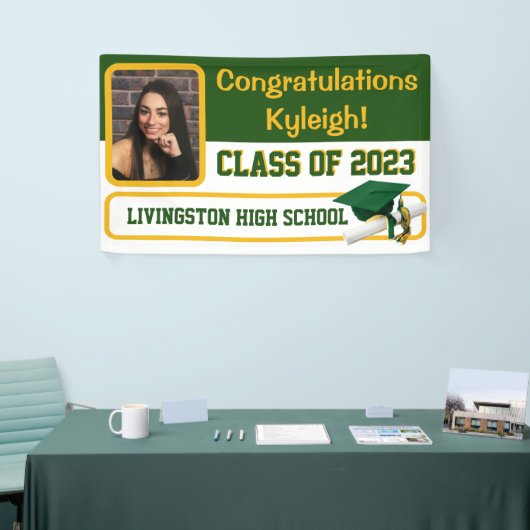 Groen en goudAfstuderen Spandoek (Beurs)