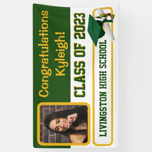 Groen en goudAfstuderen Spandoek (Verticaal)