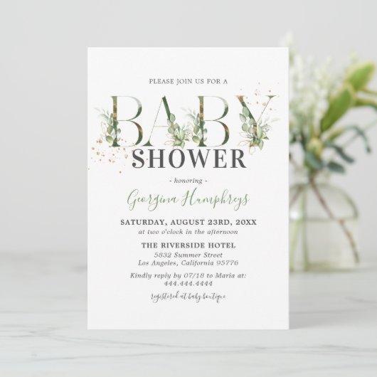 Groen en goudBaby shower Kaart (Staand voorkant)