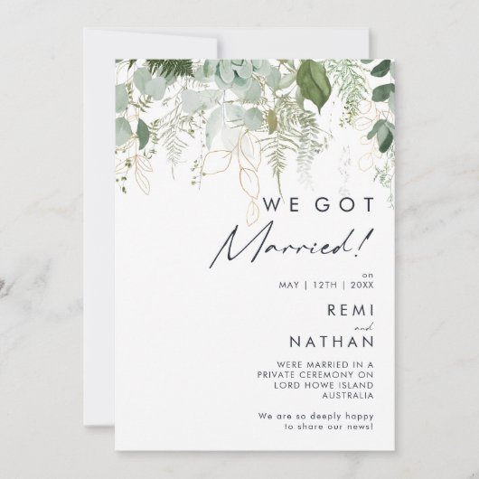 Groen en Goudblad Trouwplannen Aankondiging (Voorkant)