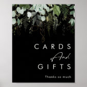 Groen en Goudblad | Zwarte Kaarten en Cadeaus Poster (Voorkant)