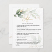 Groen en goudbladeradvies voor bruid-to-be advieskaart (Voorkant / Achterkant)