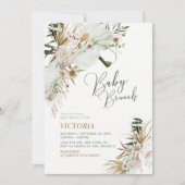 Groen en goudboho Botanisch Baby shower Brunch Kaart (Voorkant)