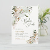 Groen en goudboho Botanisch Baby shower Brunch Kaart (Staand voorkant)