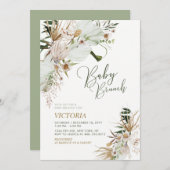 Groen en goudboho Botanisch Baby shower Brunch Kaart (Voorkant / Achterkant)