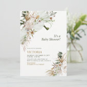 Groen en goudboho Botanisch Baby shower Brunch Kaart (Staand voorkant)