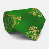 Groen en gouddecoratief Stropdas (Opgerold)