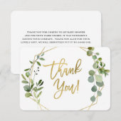 Groen en gouden Baby shower dank u kaart (Voorkant / Achterkant)