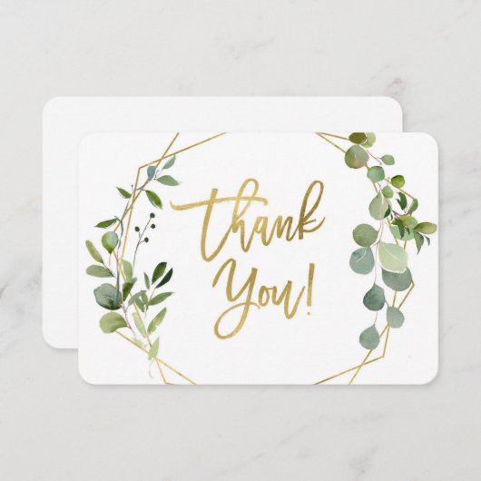 Groen en gouden Baby shower dank u kaart (Voorkant / Achterkant)