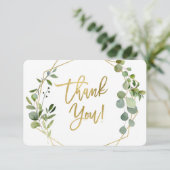 Groen en gouden Baby shower dank u kaart (Staand voorkant)
