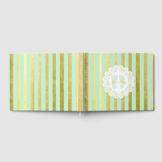 Groen en gouden Baby shower Gastenboek (Volledig)