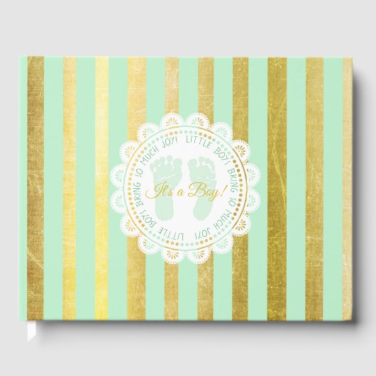 Groen en gouden Baby shower Gastenboek (Voorkant)
