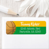 Groen en gouden Basketball Adres Etiket (Insitu)
